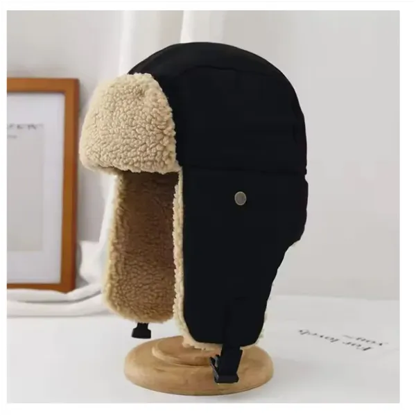 Winter Cotton Sherpa Topi with Earflaps